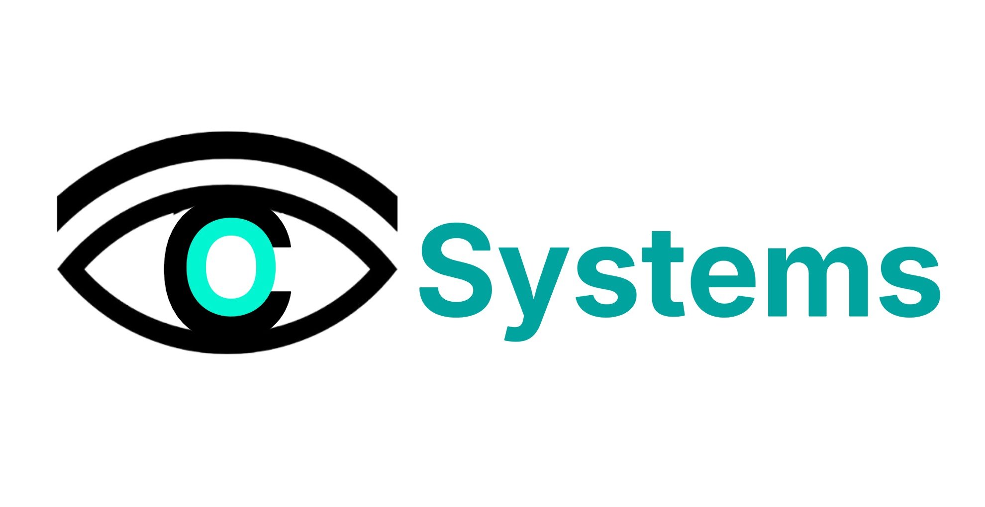 Eyecosystems Logo - Black eyeball with teal center next to Systems in teal.